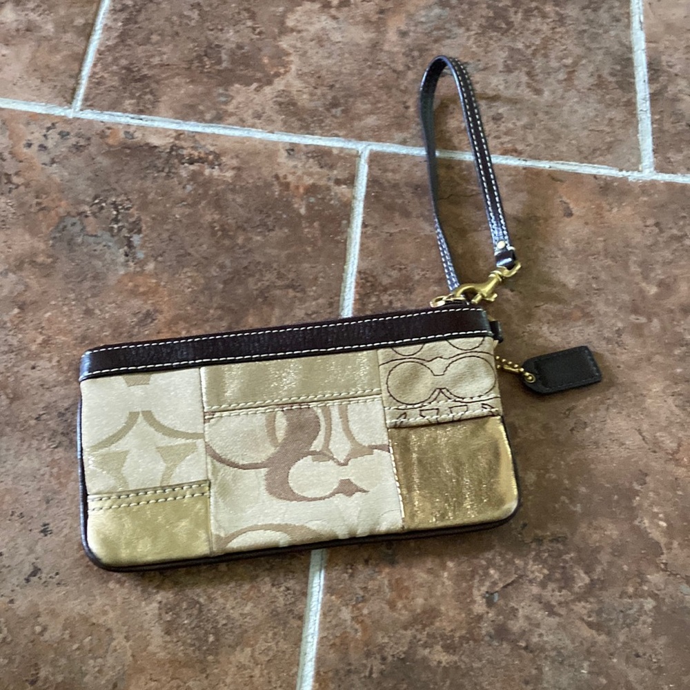 Brown Coach wristlet